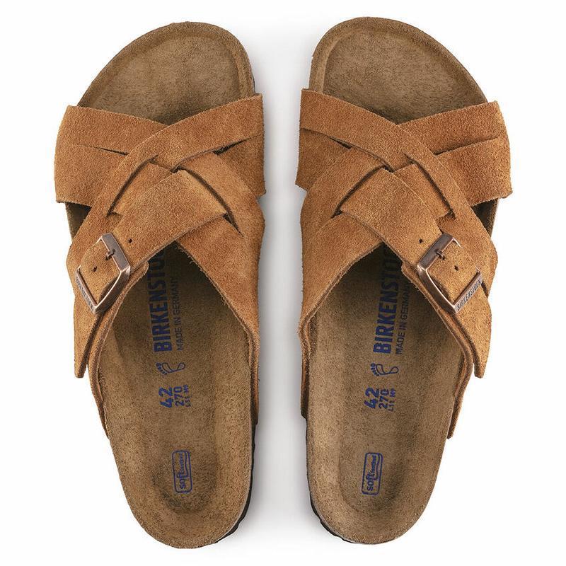 Birkenstock Lugano Soft Footbed Ruskind Sandaler Dame Brune | DK 349WNB